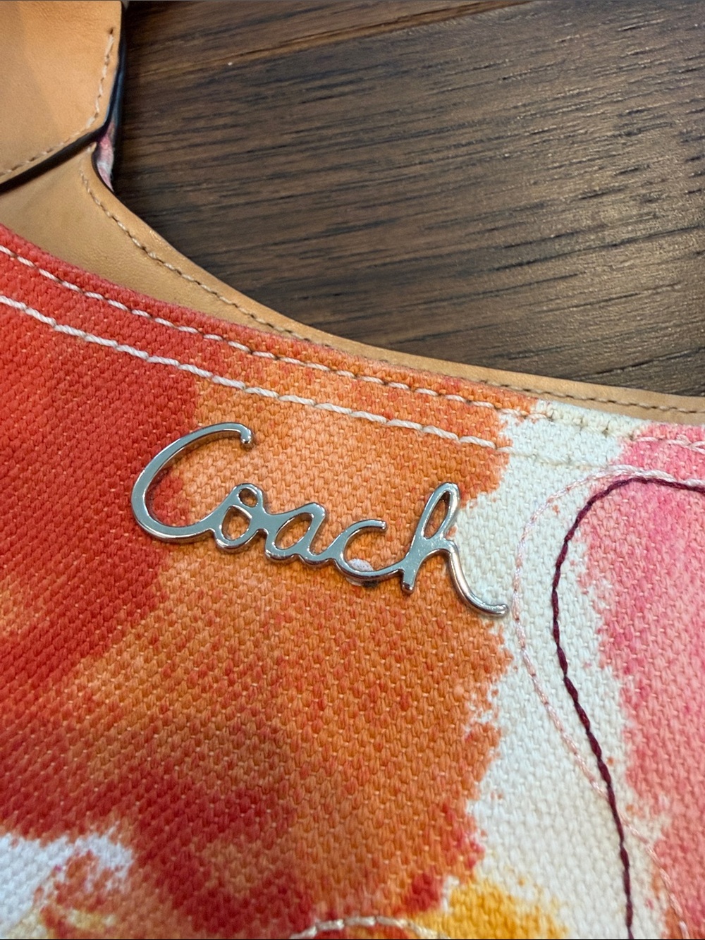 Vintage Coach 2002 Floral Fabric Maggie Shoulder Bag in Yellow & Pink - C15-049 - Picture 7 of 13